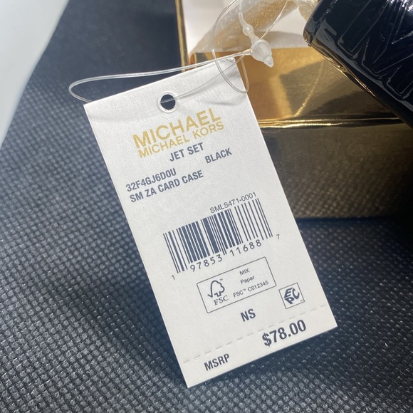 🖤MICHAEL KORS🖤Black Noir Jet Set Small Zip Around Card Case In Gift Box/NWT - Picture 8 of 9